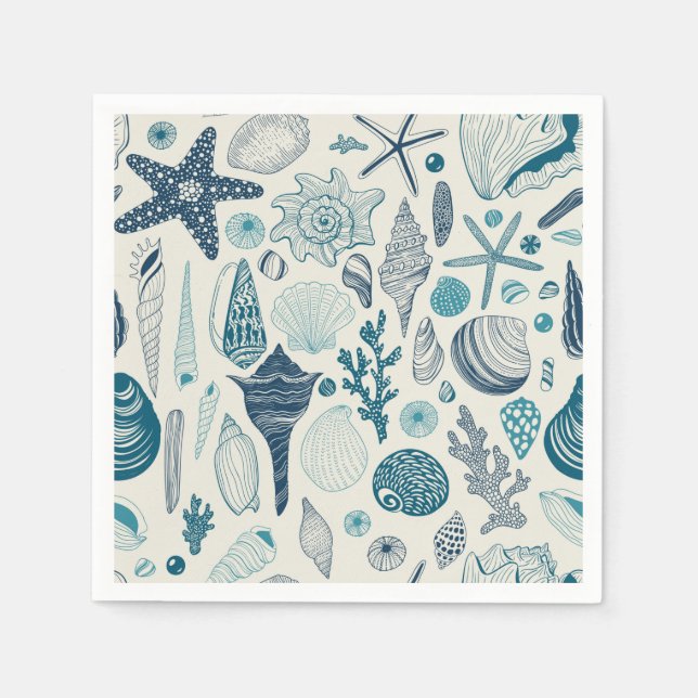 Guardanapo De Papel Conchas marítimas em branco (Frente)