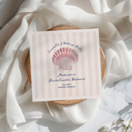 Guardanapo De Papel Conchas & Sininhos de Casamento Rosa Azul-Marinho