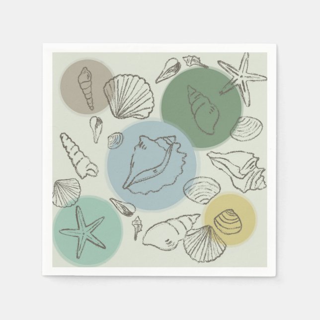 Guardanapo De Papel Conchas tropicais na praia (Frente)