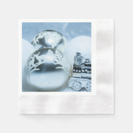 Guardanapo De Papel Condecorações brancas de inverno. Natal.