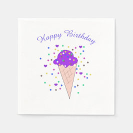 Guardanapo De Papel Cone de Sorvete Roxo com Confetes