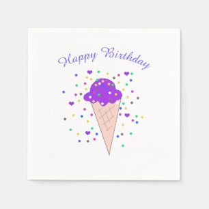Guardanapo De Papel Cone de Sorvete Roxo com Confetes