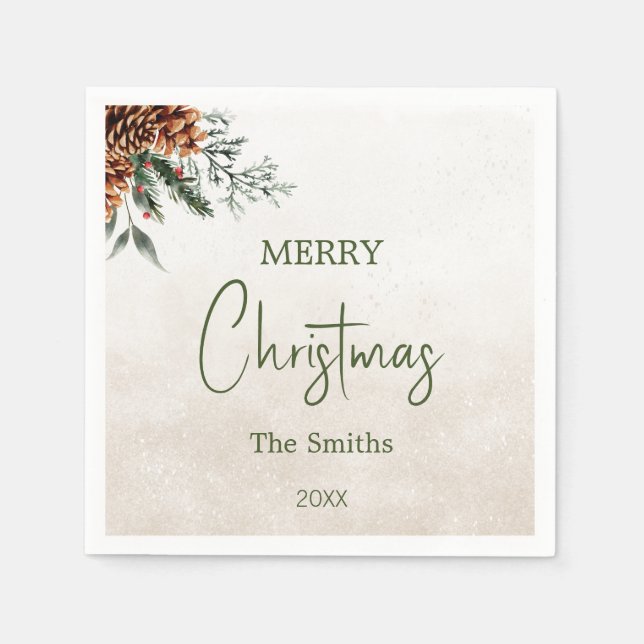 Guardanapo De Papel Cones de abetos modernos e elegantes (Frente)