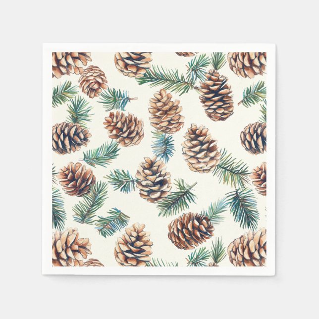 Guardanapo De Papel Cones de pinheiros de Natal russos (Frente)