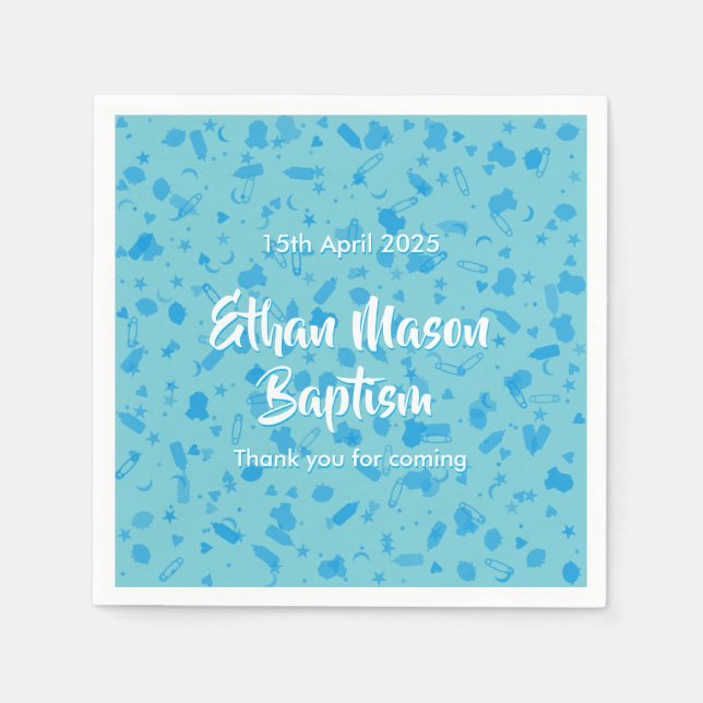 Guardanapo De Papel Confete Azul Bebê Batismo Batizado (Frente)