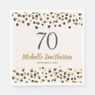 Guardanapo De Papel Confete Brilho Dourado Preto Aniversário de 70 ano