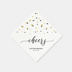 Guardanapo De Papel Confete Hexágono Preto Dourado Festa Personalizada