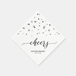 Guardanapo De Papel Confete Hexágono Preto Prata Personalizado Festa