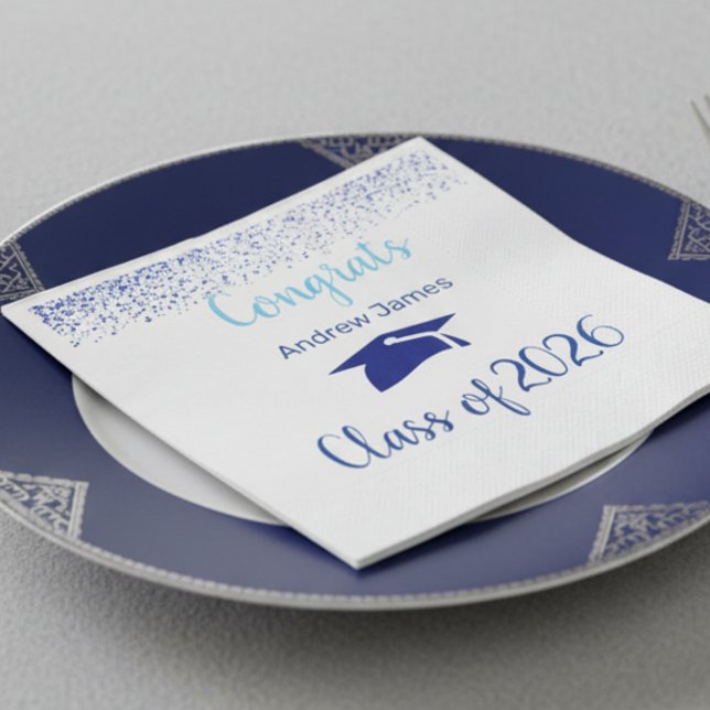 Guardanapo De Papel confetes azuis formatura 2026 - Parabéns (Criador carregado)