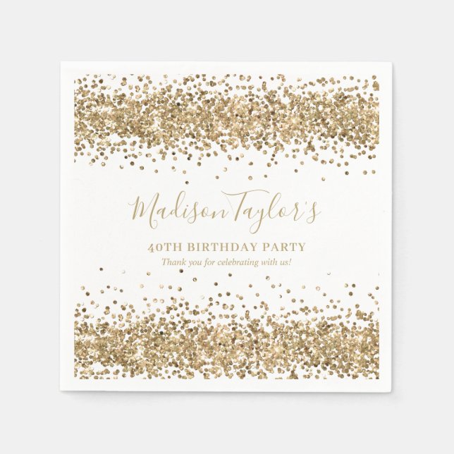 Guardanapo De Papel Confetes Chic Moderno Brilho Glitter Aniversário (Frente)