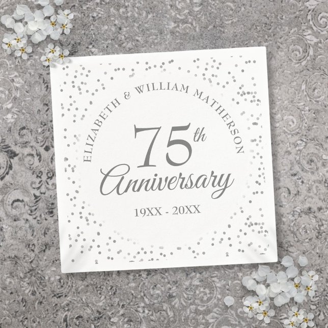 Guardanapo De Papel Confetes de Aniversário de 75 Anos de Casamento (75th Wedding Anniversary Confetti Napkins)