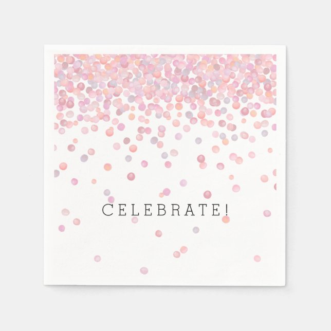 Guardanapo De Papel Confetes de Pontos de Aquarela Rosa Doce (Frente)
