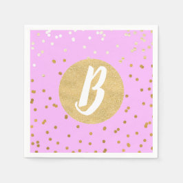 Guardanapo De Papel Confetes de Pontos Rosa e Dourado Glamour Moderno