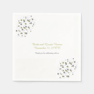 Guardanapo De Papel Confetes Pontos Azul Dourado