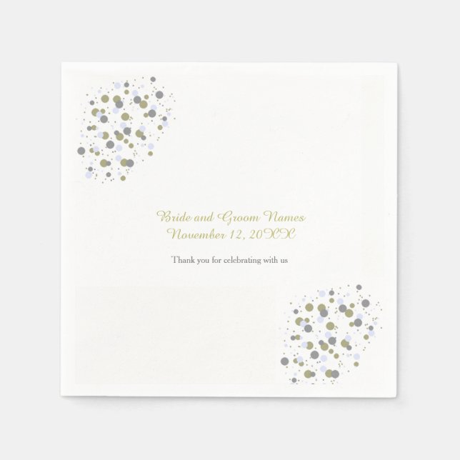 Guardanapo De Papel Confetes Pontos Azul Dourado (Frente)