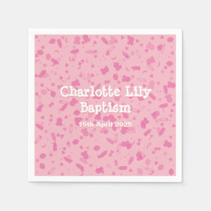 Guardanapo De Papel Confetes Rosa Bebé Batismo Crisma