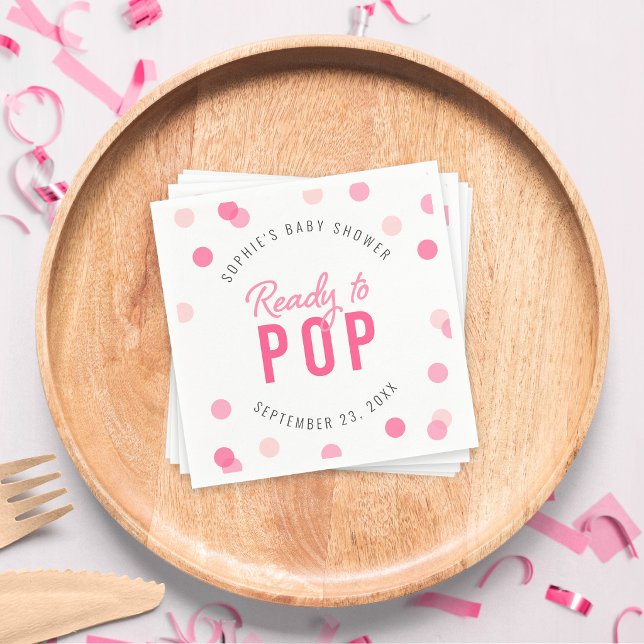 Guardanapo De Papel Confetes Rosa Pronto para Estourar Chã de Bebê (Criador carregado)