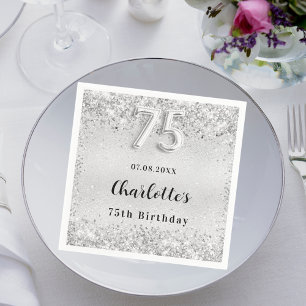 Guardanapo De Papel Confeto elegante prata de 75 anos