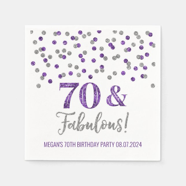 Guardanapo De Papel Confetti 70 e Fabuloso Roxo Prateado (Frente)