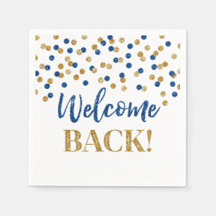Guardanapo De Papel Confetti Dourado Azul Bem-vindo a Napkins