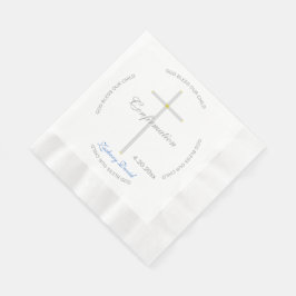 Guardanapo De Papel Confirmação Cruz de Prata Menino Azul Nome