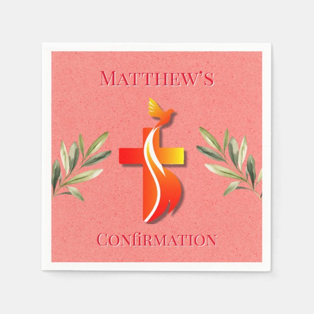 Guardanapo De Papel Confirmação de Cruz Vermelha e Amarela e de Porta (Frente)