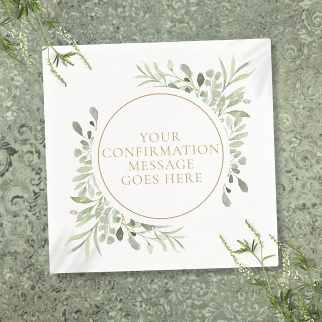 Guardanapo De Papel Confirmação Floral Aquarela Verde Dourada (Greenery Watercolor Floral Gold Confirmation Napkins)