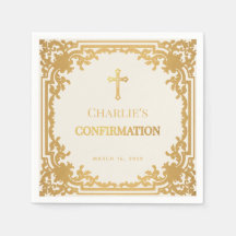 Confirmação Religiosa Cruz Vintage Marfim e Dourad