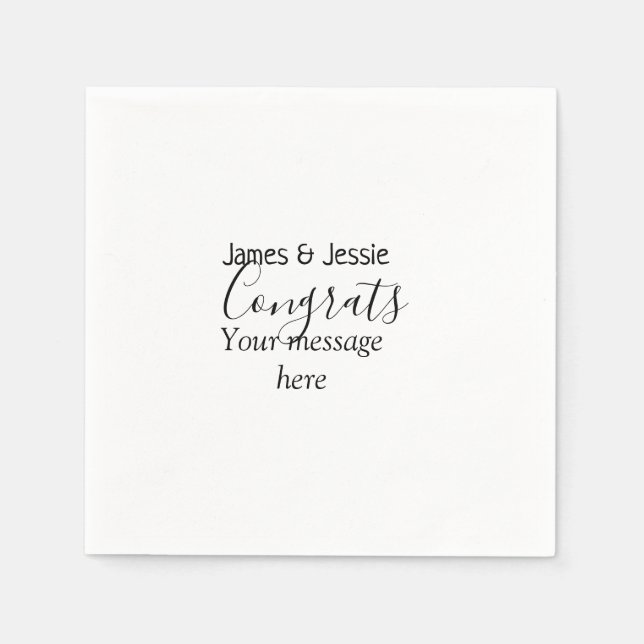 Guardanapo De Papel Congrats add name message wedding newly wed couple (Frente)