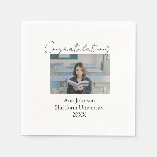 Guardanapo De Papel Congratulations photo graduate name university yea (Frente)