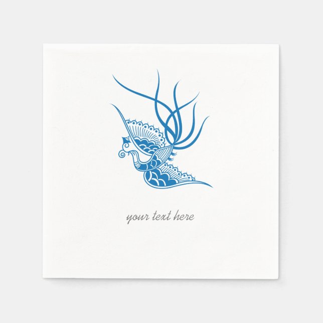 Guardanapo De Papel Conjunto de Nápoles em Papel de Pássaro Azul (Frente)