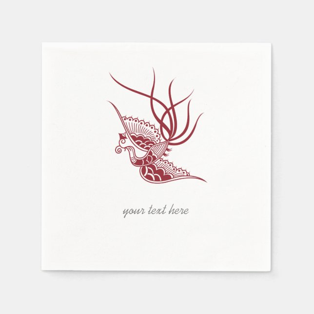 Guardanapo De Papel Conjunto de Nápoles em Papel de Pássaro Vermelho (Frente)