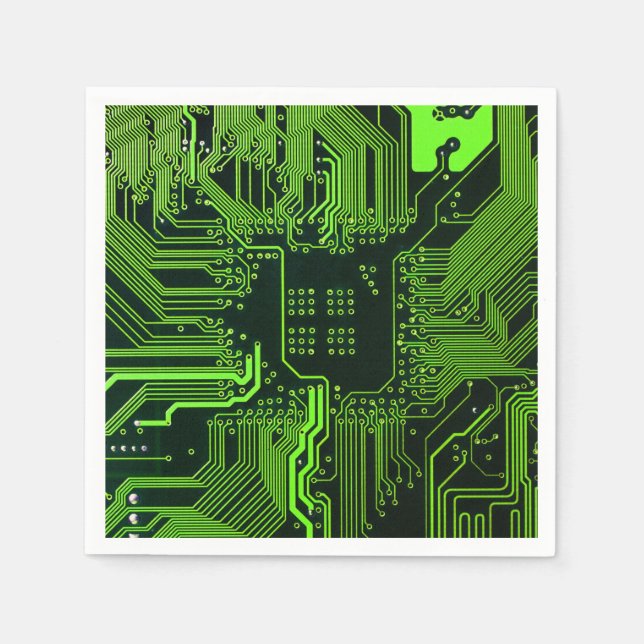 Guardanapo De Papel Conselho de Circuito Eletrônico Verde de Nerd Extr (Frente)