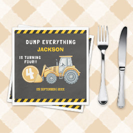 Guardanapo De Papel Construction Birthday Party | Excavator & Truck