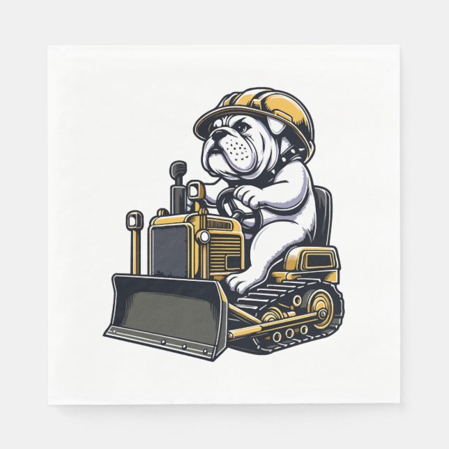 Guardanapo De Papel Construtor de Bulldog de Pup de Construção (Frente)