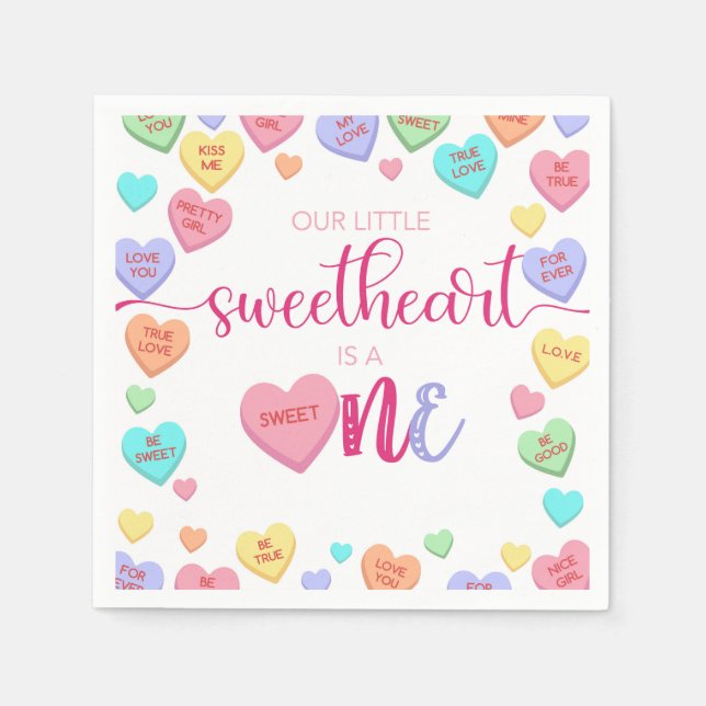 Guardanapo De Papel Conversação Corações primeiro aniversario Napkins (Frente)