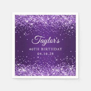 Guardanapo De Papel Convidado de Aniversário de 40 anos Glittery Royal