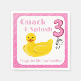 Guardanapo De Papel Convite de Aniversário de 3 anos do Pato Quack e S