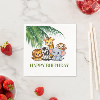 Guardanapo De Papel Convite de Aniversário Feliz Animais Fofos da Selv