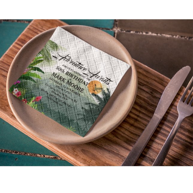 Guardanapo De Papel Convite de Aniversário para Montanha e Floresta (Criador carregado)