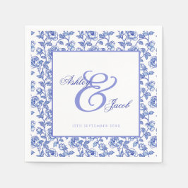 Guardanapo De Papel Convite De Casamento De Ampersand Floral Azul Eleg