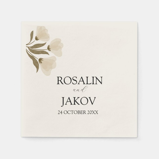 Guardanapo De Papel Convite de Casamento Floral Boho Blush (Frente)
