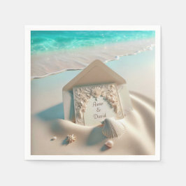 Guardanapo De Papel Convite De Casamento Na Areia De Praia