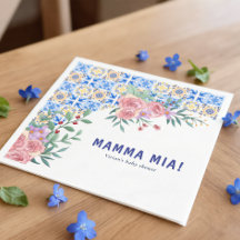 Convite de Chá de Bebê Italiano Azulejo Mamma Mia
