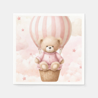 Guardanapo De Papel Convite de Chá de Bebê Menina Urso Teddy Vintage