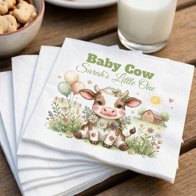 Guardanapo De Papel Convite de Chá de Bebê Personalizado Vaca Bebê (Criador carregado)