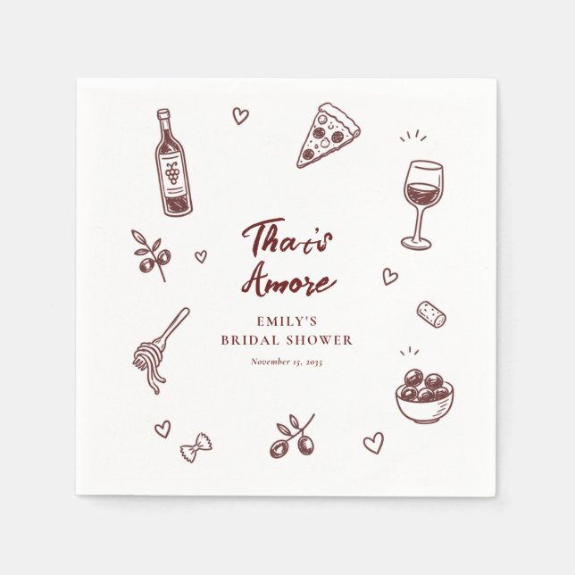 Guardanapo De Papel Convite de Chá de Noiva Italiano That's Amore (Frente)