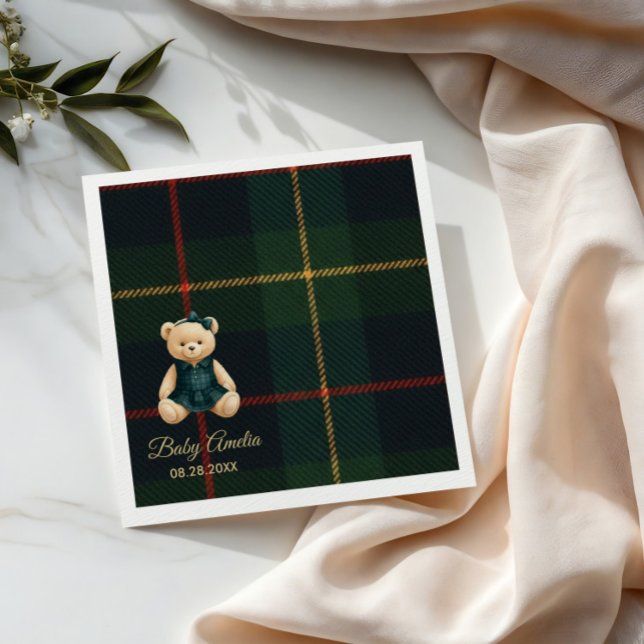 Guardanapo De Papel Convite de Chás de Bebê Urso Teddy Luxuoso Chic (Criador carregado)