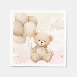 Guardanapo De Papel Convite de Churrasco de Bebê Urso Teddy Vintage 