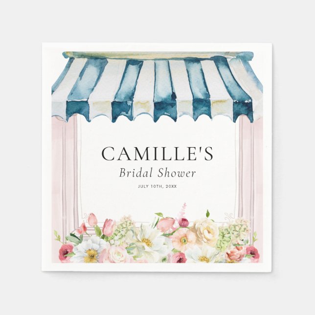 Guardanapo De Papel Convite de Chuveiro de Noiva Jardim de Flores (Frente)